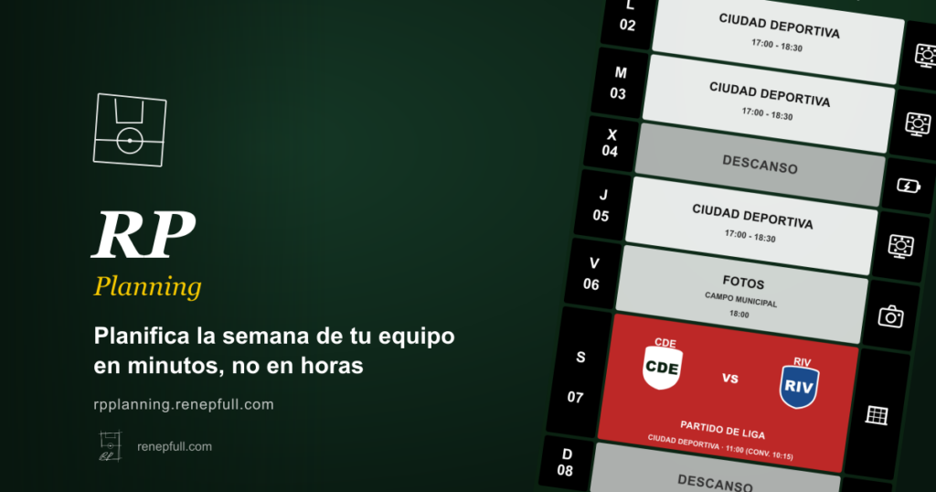 RPPlanning, app de planificación semanal para equipos de fútbol